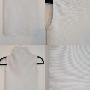 White Ribbed Sleeveless Turtleneck Top